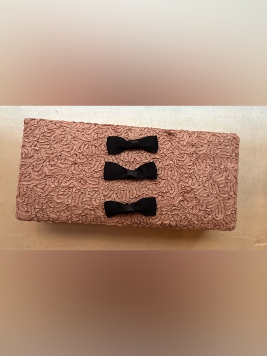 Anthropologie Other - Anthropologie Pink Fabric Jewelry Box w Mirror Ring Holder Vintage Bow Detail